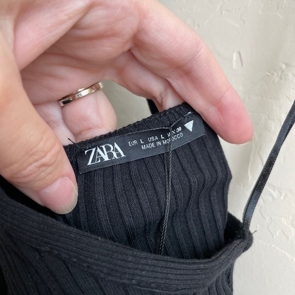 Zara Ribbed Cutout Bodysuit Halter Backless Open Back Black Women’s Size Large - Picture 4 of 7